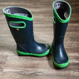 Bogs Kids' Black Boots with Green Accents